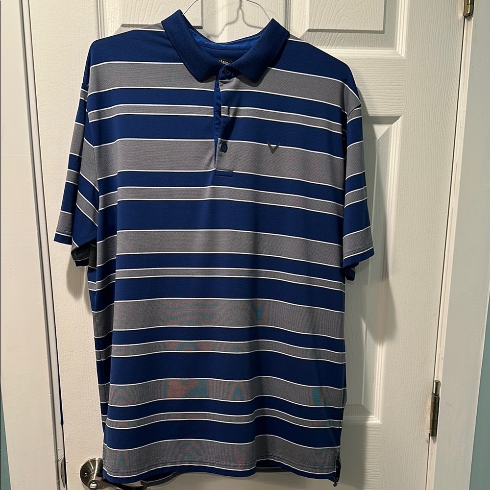 Men's Blue Striped Polo Shirt